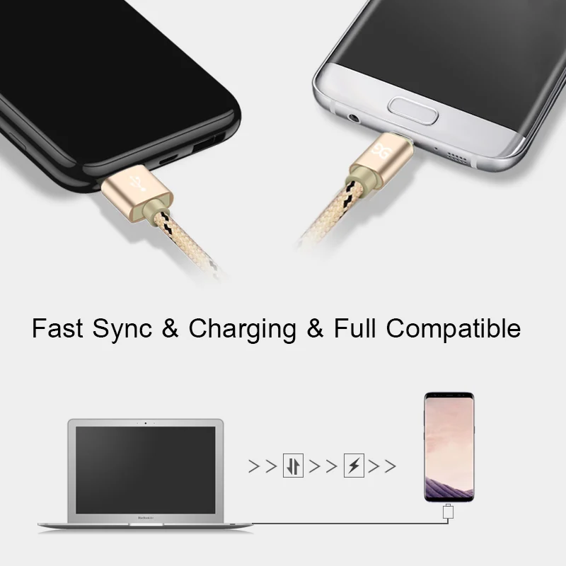 Кабель Micro USB Type C в нейлоновой оплетке 25 см/1 м/2 м|Кабели для мобильных телефонов| |