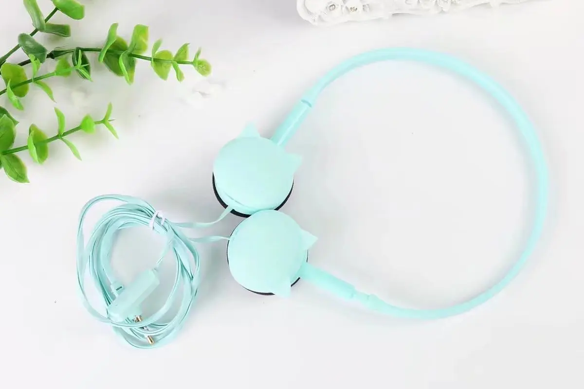 Cat ear headphones cartoon mobile phone headset cute children's for universal | Электроника