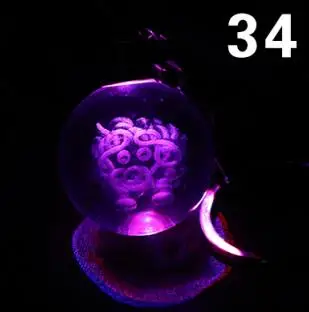 Светодиодный яркий брелок с 3D Пикачу Покемон генгар хрустальный шар брелок подвеска - Цвет: Size 34