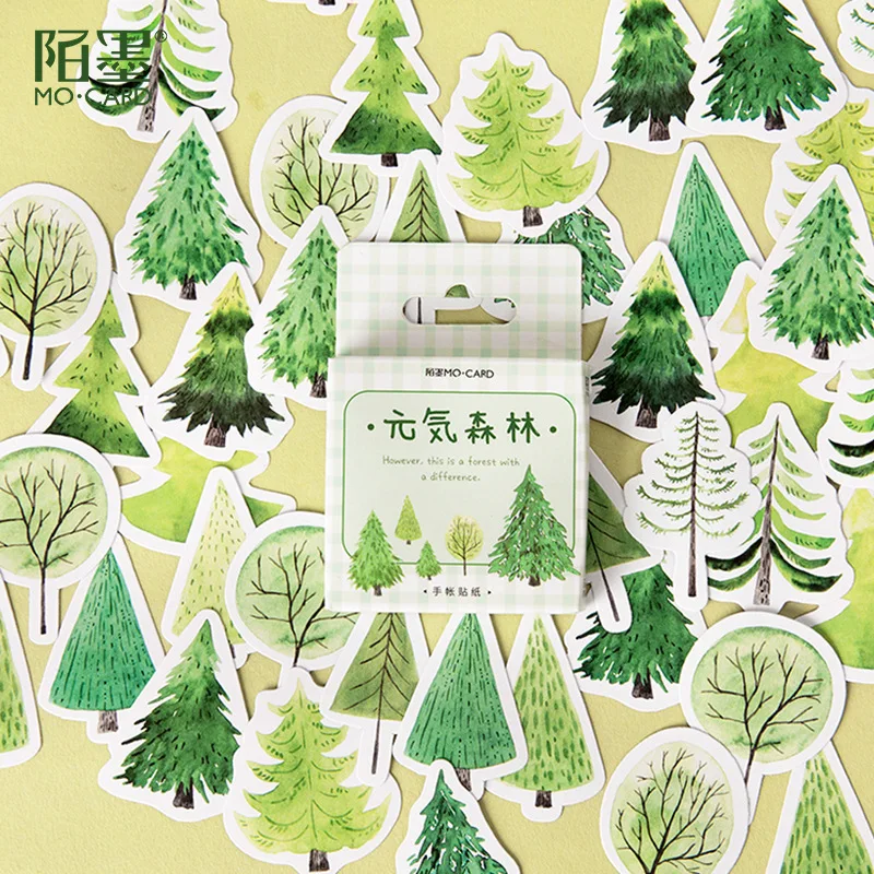 

45 pcs/box Energetic Forest Paper Small Diary Mini Japanese Cute box Stickers set Scrapbooking Kawaii Flakes Journal Stationery
