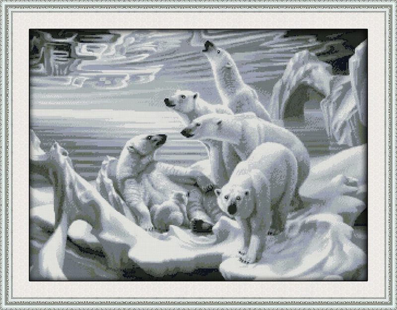 

Polar bear homeland Animals cross stitch kits 14ct white 11ct printed embroidery DIY handmade needle work wall home decor