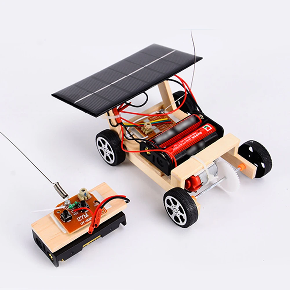 Сборные радиоуправляемые игрушки DIY Мини Деревянный автомобиль беспроводной пульт дистанционного управления модель автомобиля DIY солнечный автомобиль детская игрушка научная развивающая игрушка