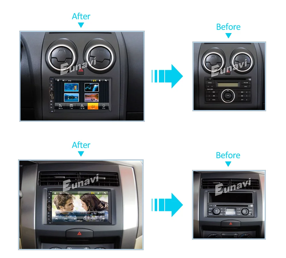 Eunavi 2 DIN автомагнитола/gps/MP3/mp5/usb/sd/плеер Bluetooth Handsfree заднего вида после сенсорного экрана hd система Радио BT