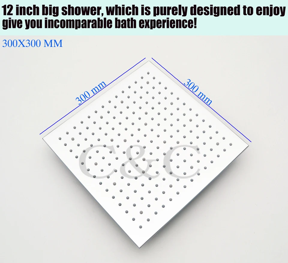 С 3 цветами (зеленый синий красный) и латунной душевой ручкой! 12 дюймовая