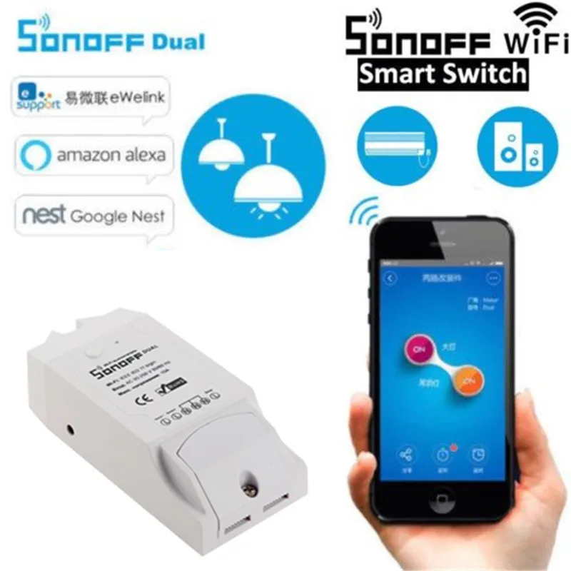Светильник Sonoff с двумя кнопками управления умный выключатель Wifi Умный домашний