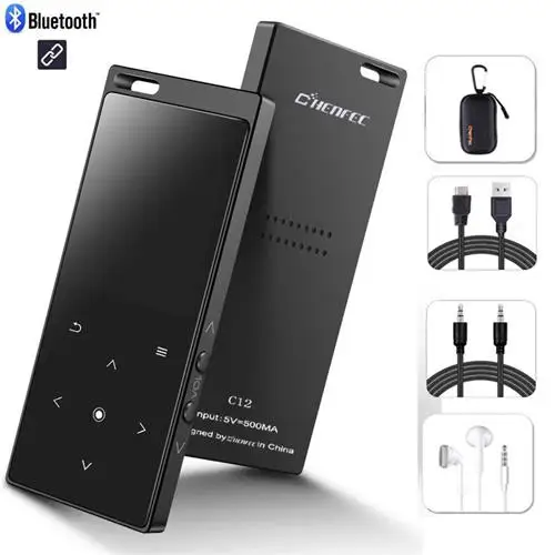 Mp4 плеер Bluetooth 4,1 Встроенный динамик Сенсорная Кнопка 8 ГБ/16 ГБ с экраном 1,8 дюйма музыкальный плеер без потерь с fm-видео плеером - Цвет: mp3-black-case-line