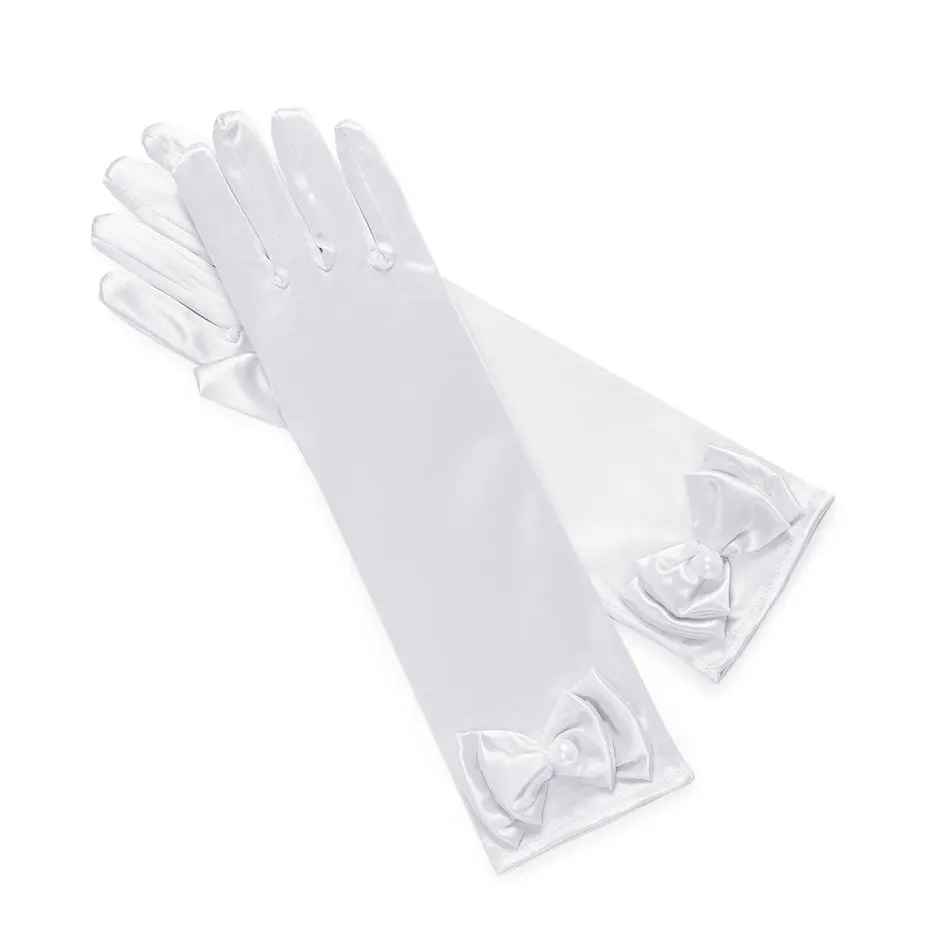 Gloves Детские платья с единорогом; белые шелковистые вечерние платья с изображением пони; модные летние платья на день рождения; Фантазийная Одежда для девочек с изображением радуги и единорога - Цвет: Gloves