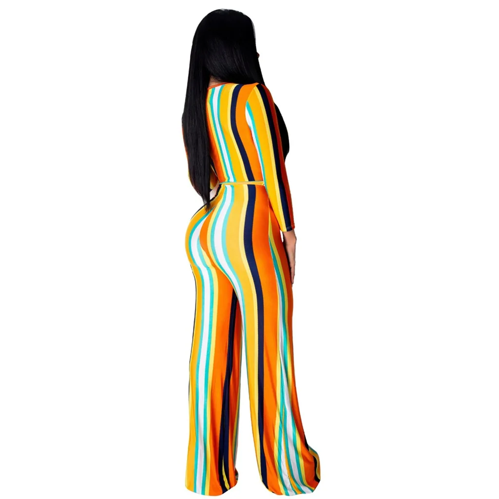 Loose Casual V neck Romper Jumpsuits for Women 2018 Long Sleeve Lace up Playsuit Wide Leg One Piece Oversized Outerwear | Женская одежда
