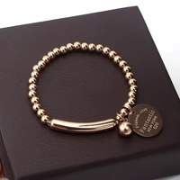 fine jewelry stainless steel ball beads bracelet for women circle tag charm stretch strand bracelet k0001 2