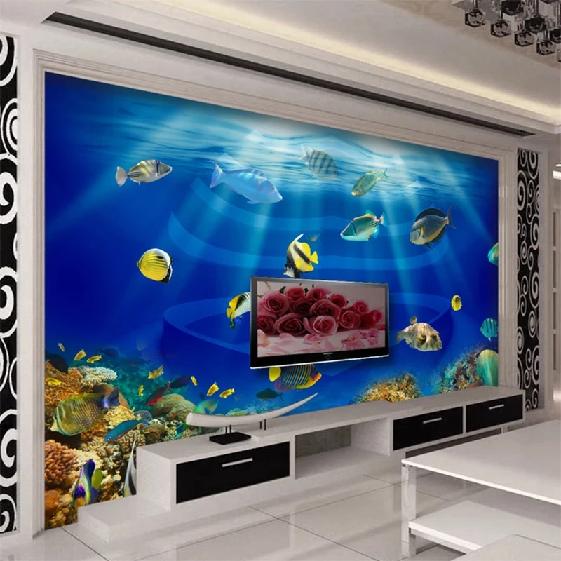 3D обои морской мир тропическая рыба фото настенные фрески для детской комнаты
