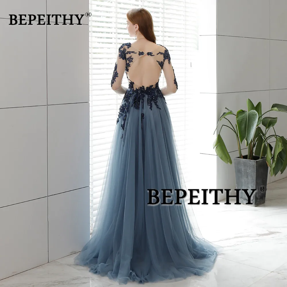 Vestido De Festa длинное вечернее платье с открытой спиной длинными рукавами 2021