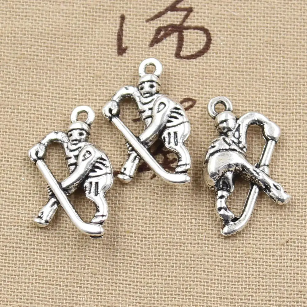 

6pcs Charms Hockey Player Sporter 25x16mm Antique Making Pendant fit,Vintage Tibetan Bronze Silver color,DIY Handmade Jewelry