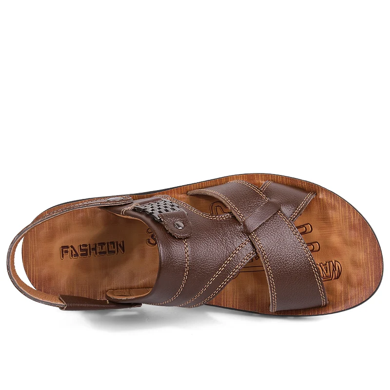 Мужская Летняя обувь Пляжная Модные кожаные сандалии размера плюс 39 48 Новая