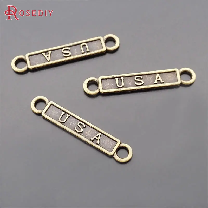 

(29568)50PCS 30x5MM Antique Bronze Zinc Alloy USA Bracelet Connect Charms Diy Jewelry Findings Accessories Wholesale