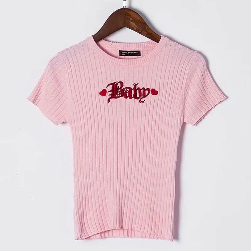 Новинка 2018 милая футболка стильная с вышивкой в виде сердца розовом цвете Harajuku kpop