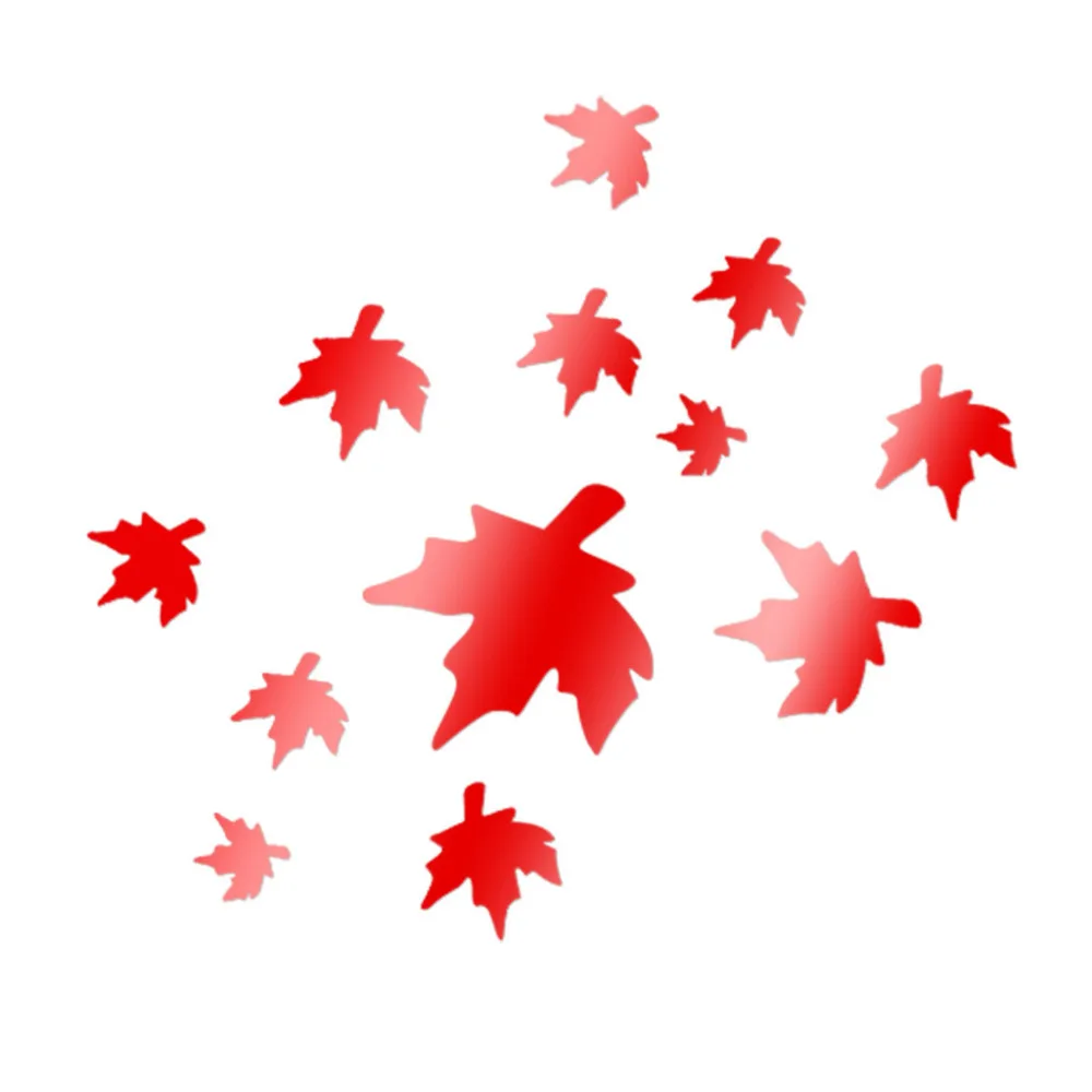 Acrylic 3D Maple Leaf Combination Mirror Effect Wall Sticker Decal Home Decor Autumn maple leaves falling stickers for parlot | Дом и сад