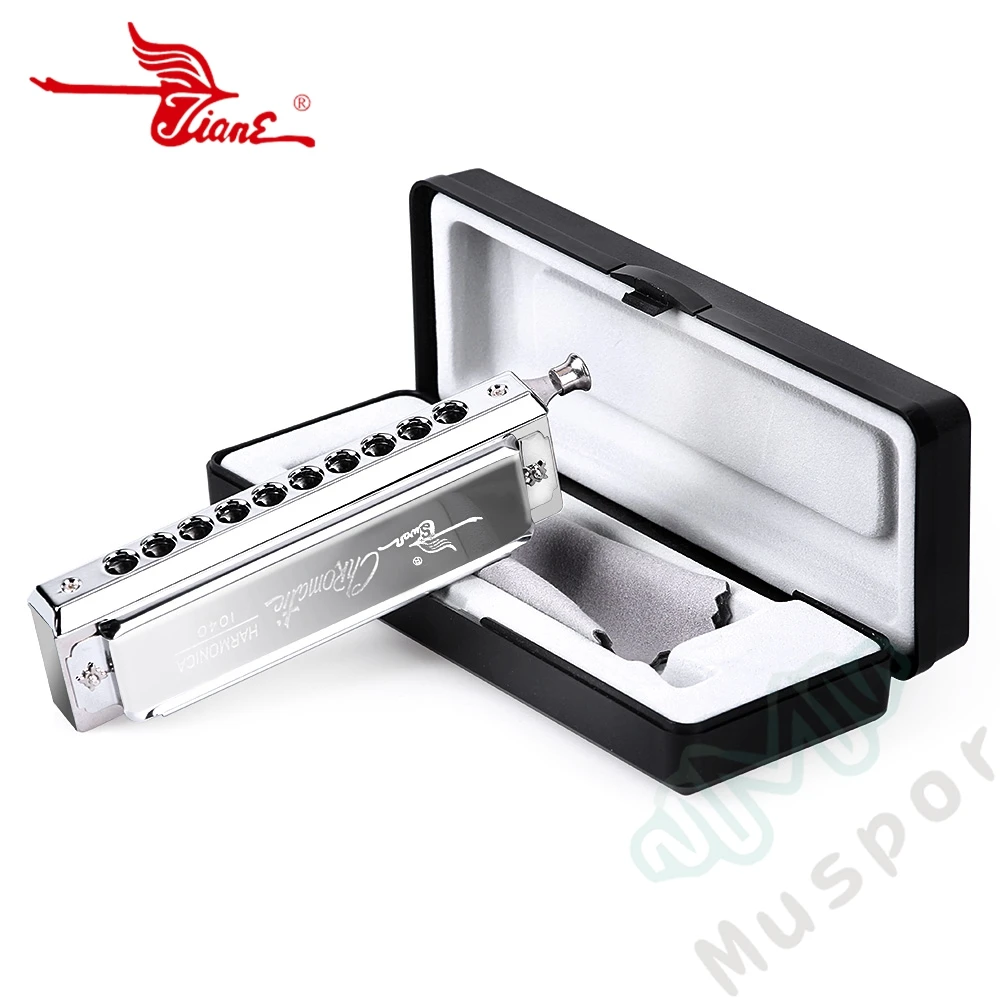 Лебедь хроматический ключ C Гармоника 10 отверстий 40 тонов рот органа серебра с