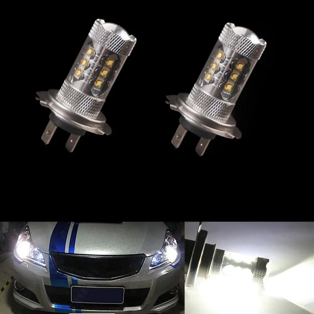 1 шт х Противотуманные фары Дневные Фары Светильник 80W H7 светодиодный лампа 16 SMD DC