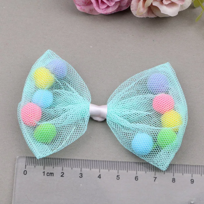 

19pcs Organza Knotbow Mix Color Pompom Ball Patch For Clothing Applique Cute Sewing Kids Apparel Patches Diy Hair Accessories