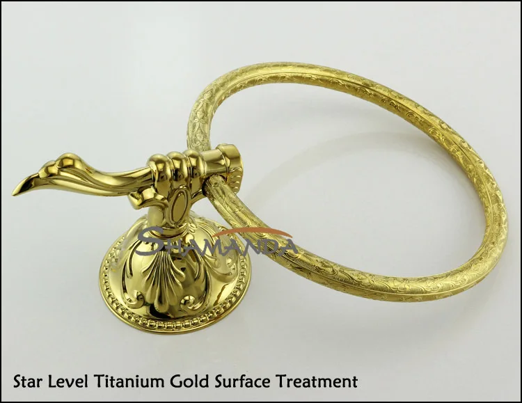 Бесплатная доставка Цинк & Латунь Титан Золотое готовое полотенце кольцо