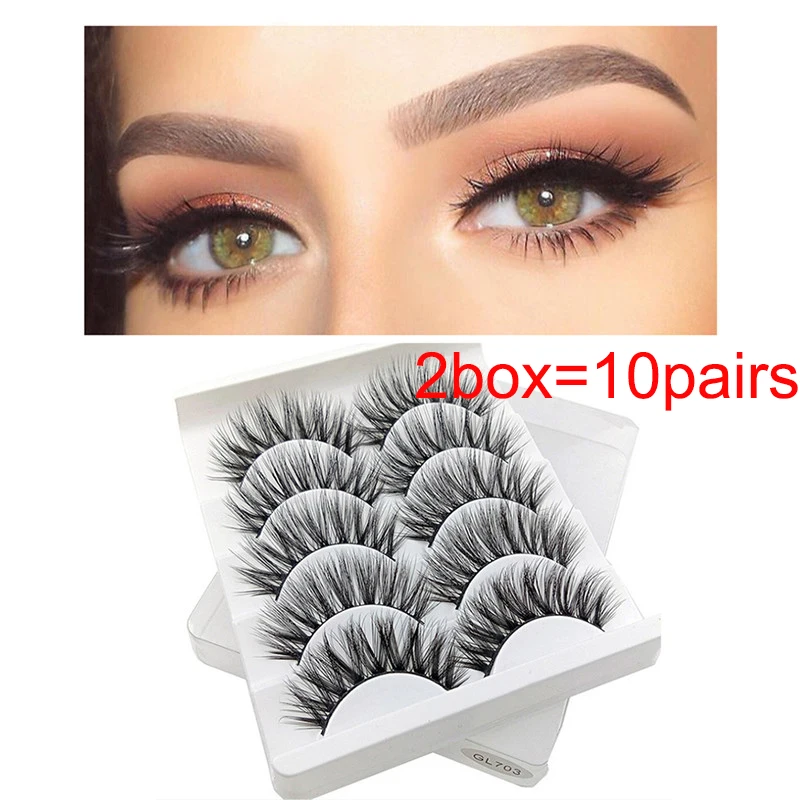 2box 10pairs 10 коробок = 50 пар натуральные накладные Искусственные ресницы длинный макияж 3d накладные ресницы из норки ресницы норки для женщин наивысшего качества - Цвет: 2box 10pairs