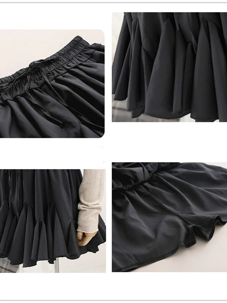 Мини-юбка-Скейтер в Корейском стиле женские мини-юбки s Black Kawaii Короткие A Line |