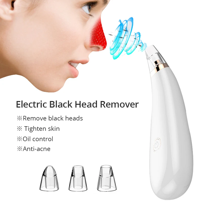 

Multifunctional Electric Black Head Remover Deep Clean Pore Tighten Skin Oil Control 3 Vacuun Suction Heads 2 AA Batteries Power
