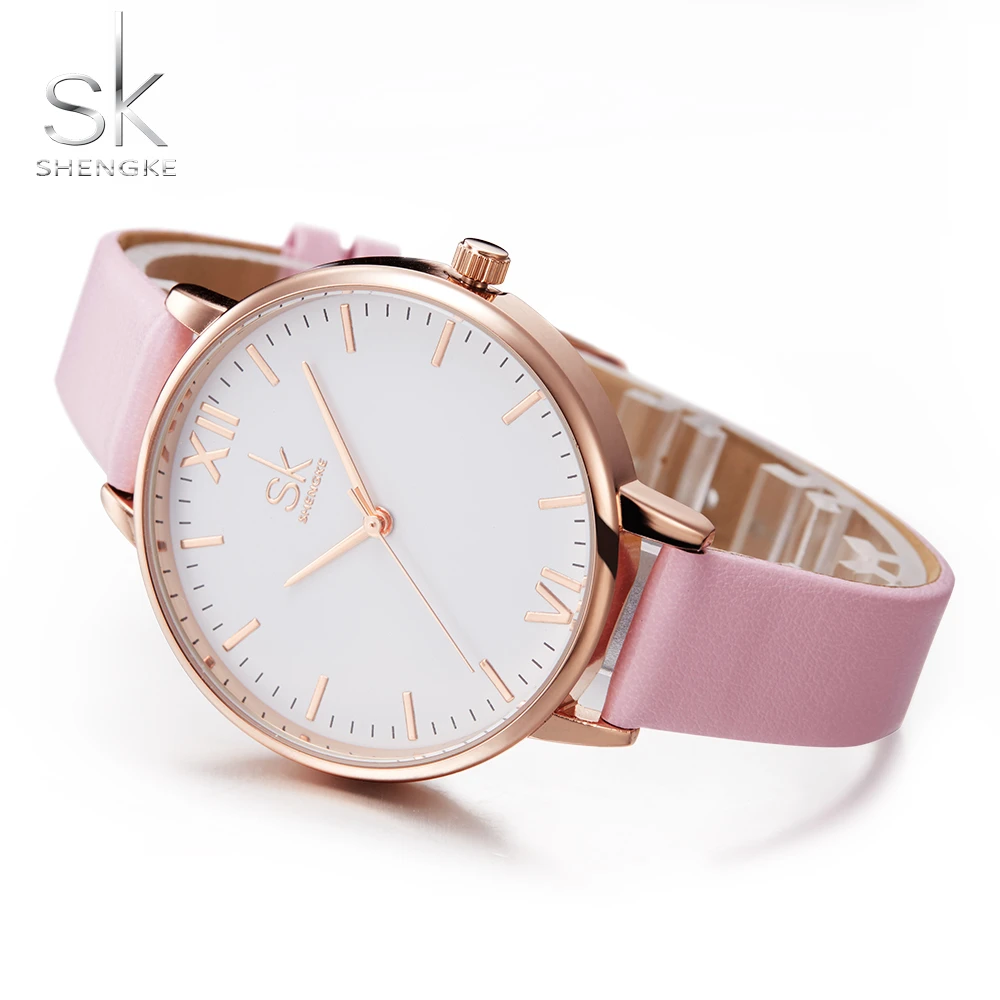 2019 Relogio Feminino Shengke Лидирующий бренд часы женские роскошные кожаные повседневные розовые платья Наручные часы|