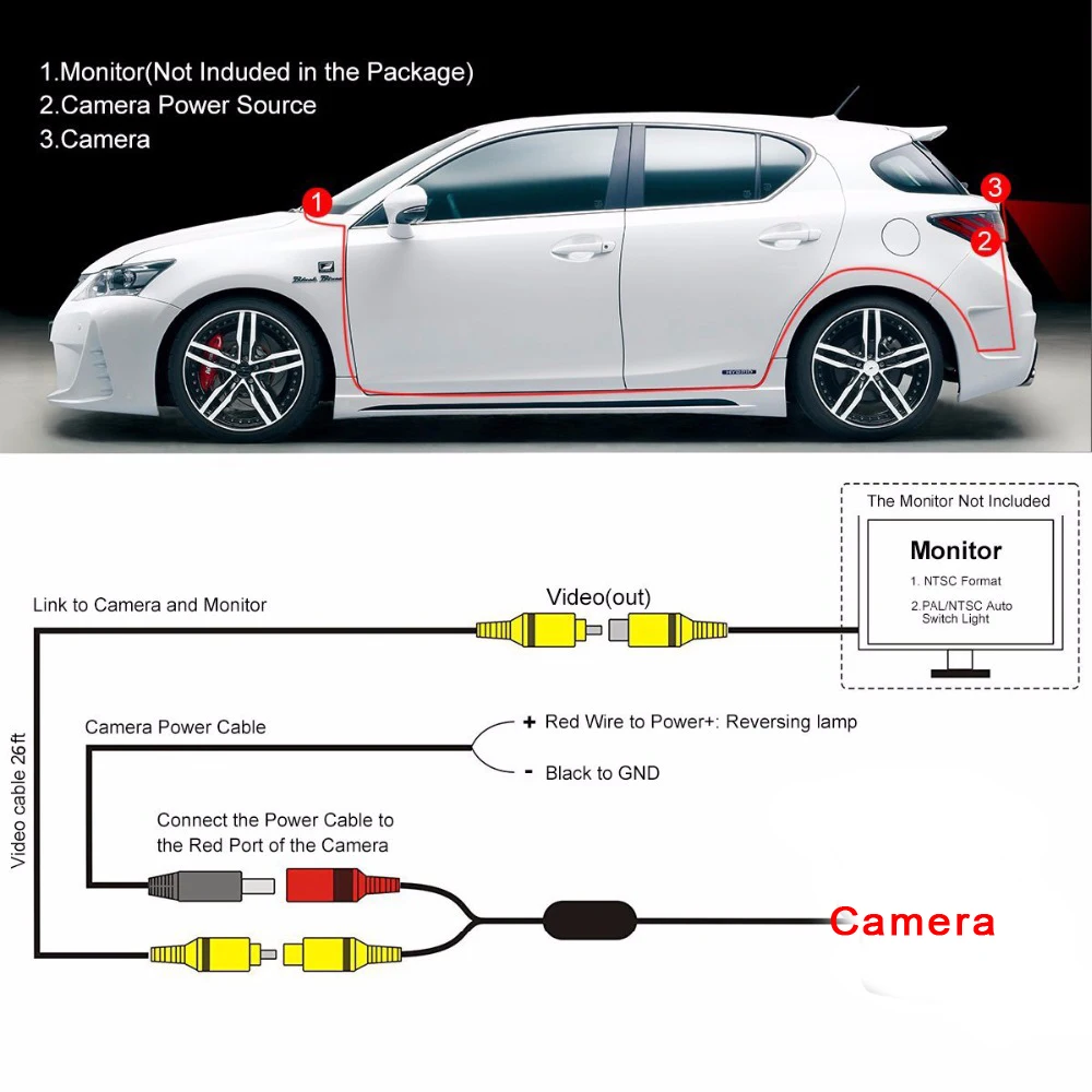 Podofo Беспроводная Универсальная автомобильная камера заднего вида с 4 светодиодный задняя камера RCA ночного видения камеры помощи при парковке