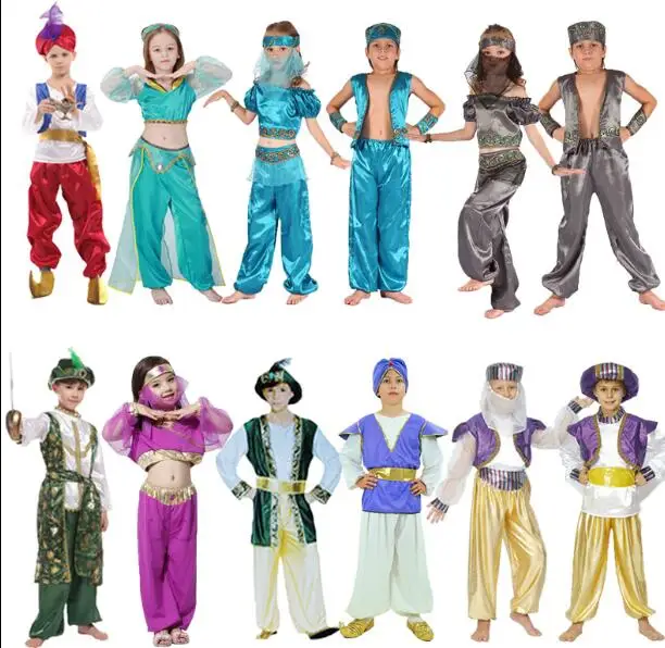 Для детей и взрослых halloween party Aladdin костюмы лампа genie Костюм Адам принц фантазия арабских любителей одежды карнавальное платье принцессы