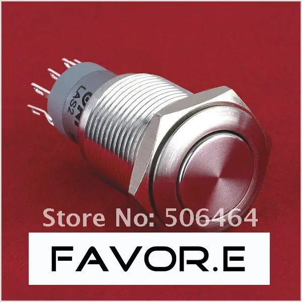 

16mm IP67 3A/250VAC 2NO 2NC Momentary metal Push Button Switch Flat round