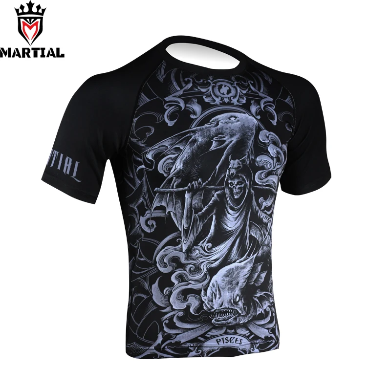 Martial : Pisces sublimated sports t shirt gym men qucik dry shirts mma clothing breathable plus size jersey |