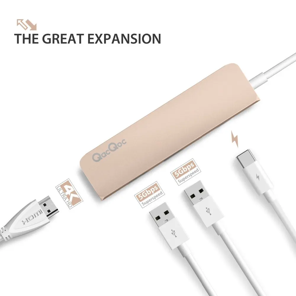 Qacqoc GN22B 4 in1 алюминия USB C концентратор с К HDMI Card Reader 2 3 0 Порты и разъёмы Тип Мощность