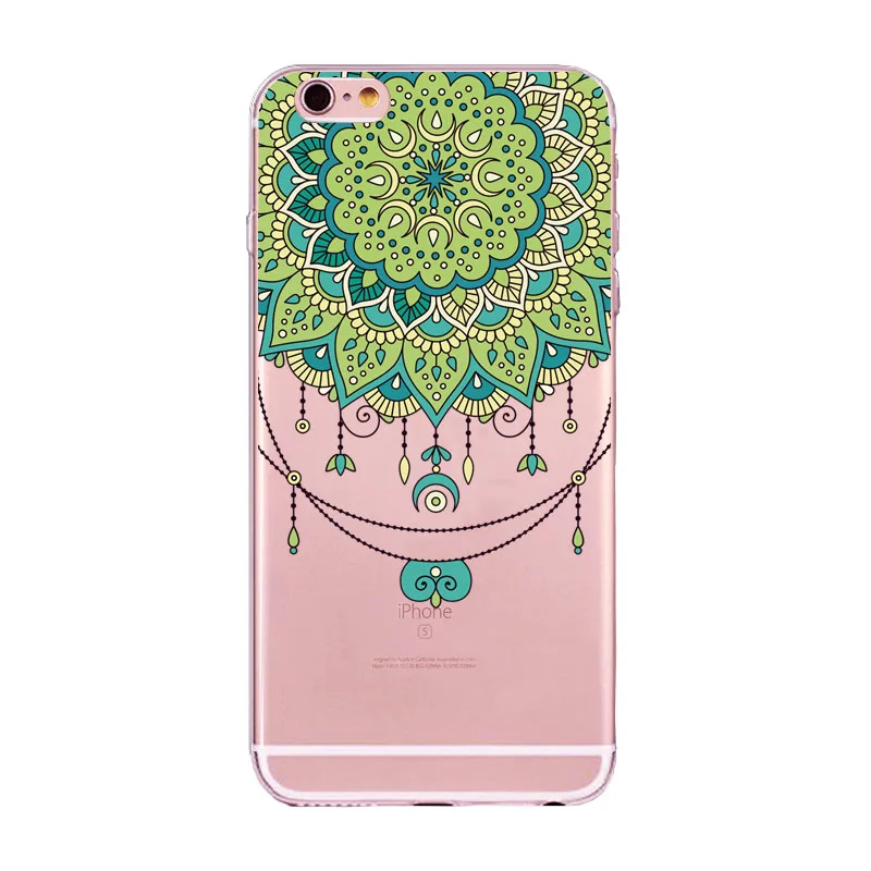 Patterned Phone Case For iPhone 6 6S 7 8 Plus X 5 5S SE Transparent Floral Paisley Flower Mandala Henna Silicone Soft Cover |