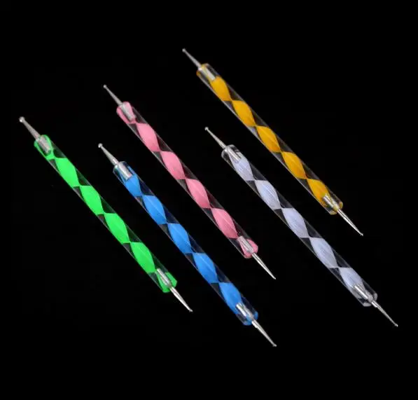 3pcs 2 Side Dotting Pen Marbleizing Tools Picker Wax Pencil Crystal Nail Art Dot Set Color Painting Picking Manicure | Красота и