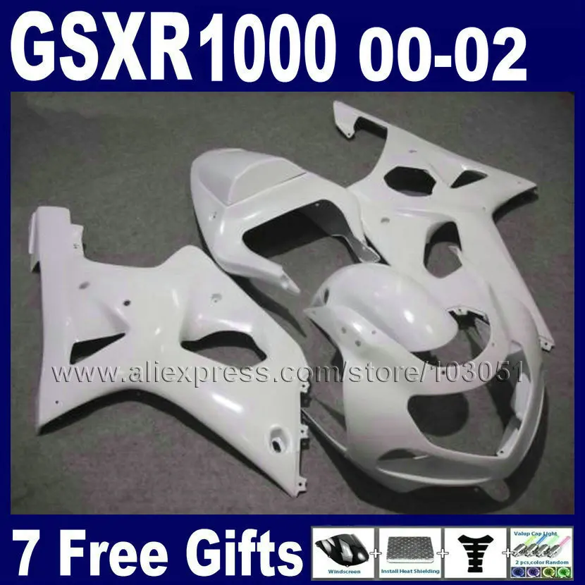 Комплект обтекателей Custom Road factory для SUZUKI 2001 GSX R1000 2000 GSXR 1000 00 01 02 2002 GSXR1000 K2 все белые
