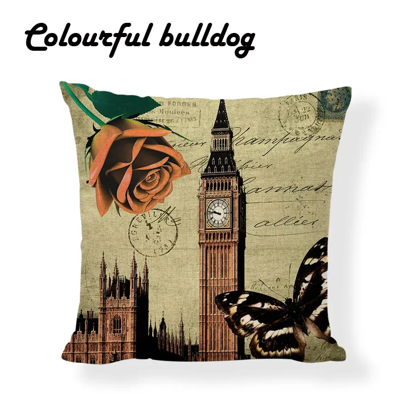 Дизайнерские чехлы для подушек с изображением английского Парижа Эйфелевой