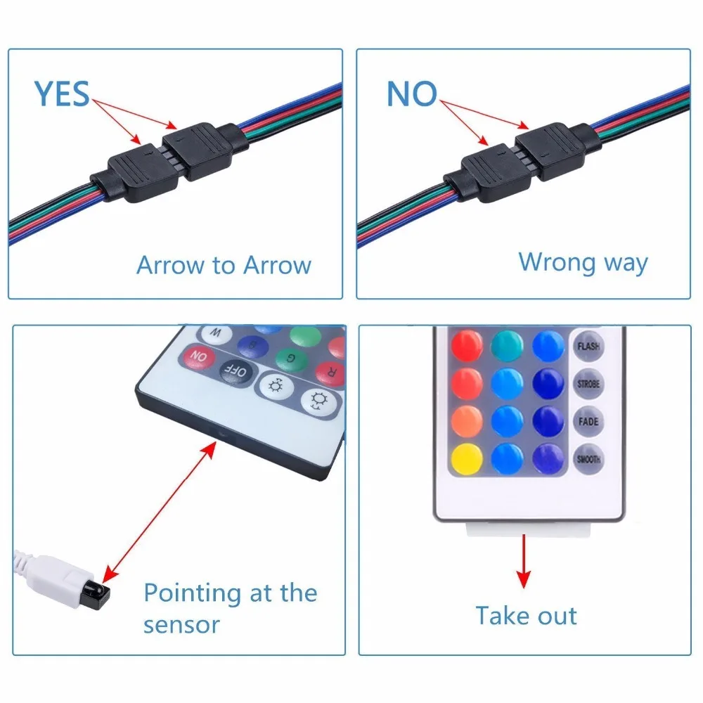 5 м 10 Светодиодная лента RGB лампа Водонепроницаемая SMD 5050 44key пульт дистанционного