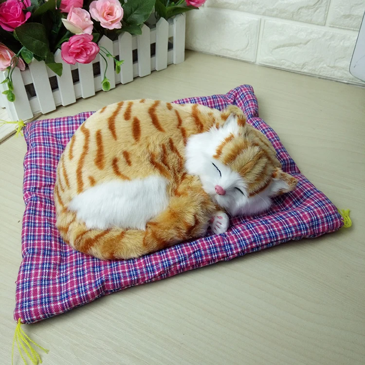 

Полиэтилен и мех желтый сонный Кот около 30x25 см звуки miaow кошка модель ручной работы украшение для автомобиля украшение для дома подарок d2427