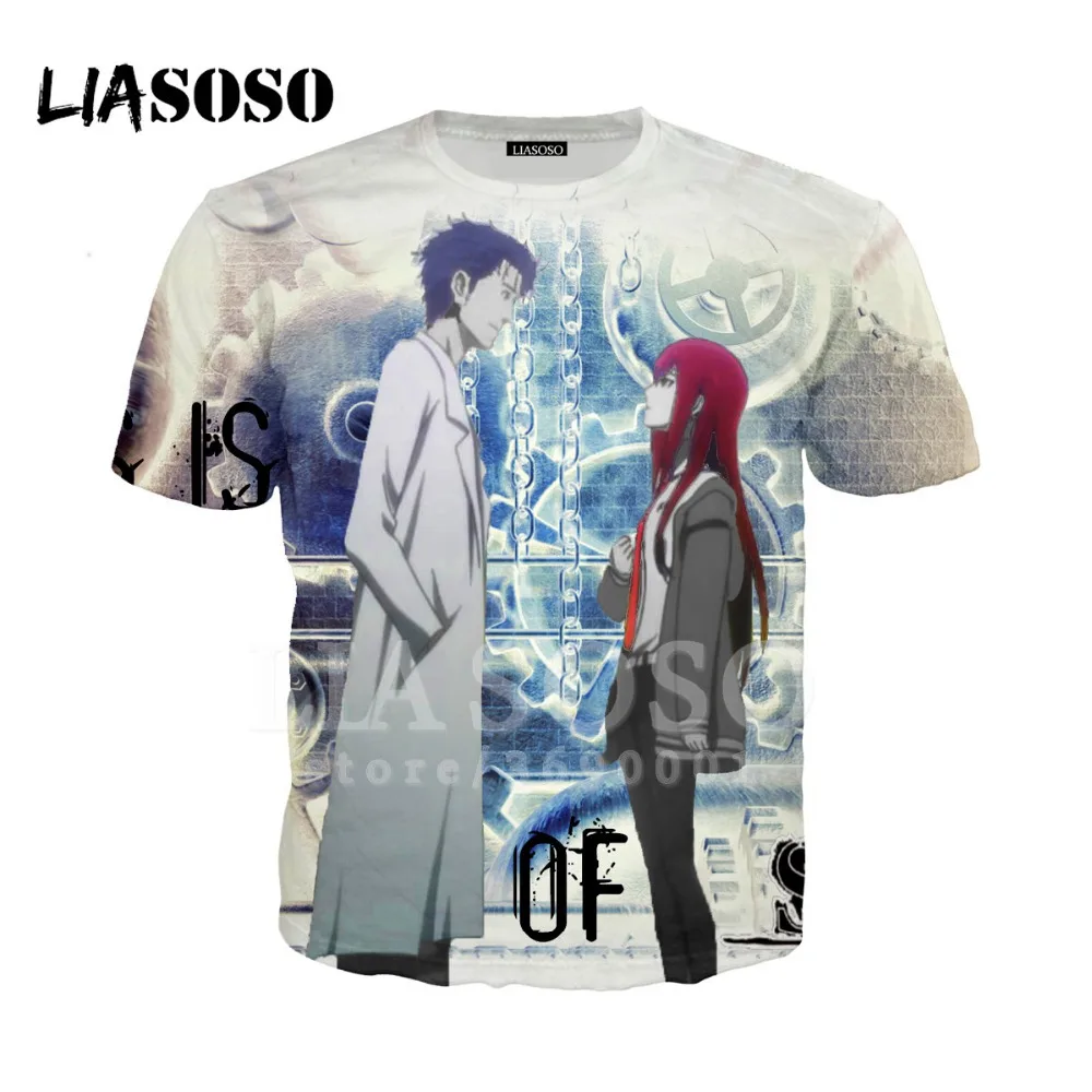 Женская и мужская футболка с 3D принтом LIASOSO Steins Gate Okabe Rintarou Makise Kurisu летняя в стиле