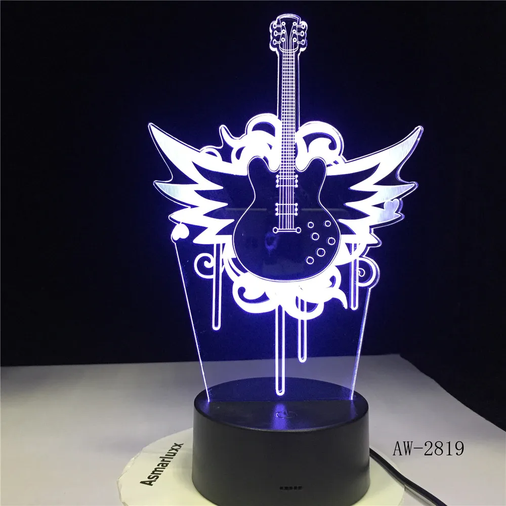 Гитара Fly Bass Рок Музыка 3D светодиодный светильник ночник для музыкантов