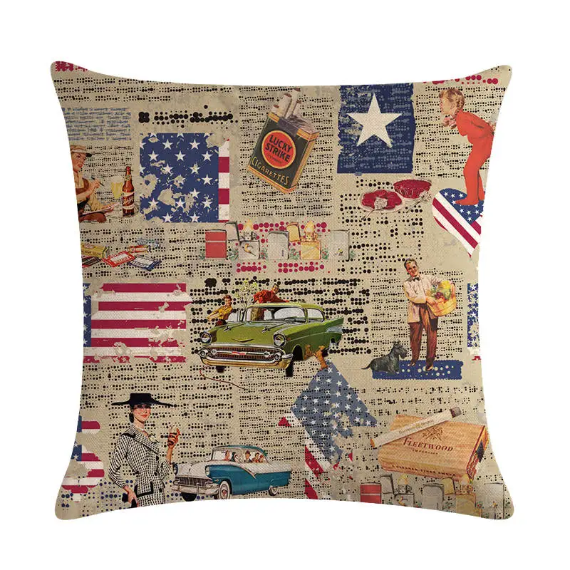 Модная женская наволочка с принтом льняная флагом США для дивана автомобильного