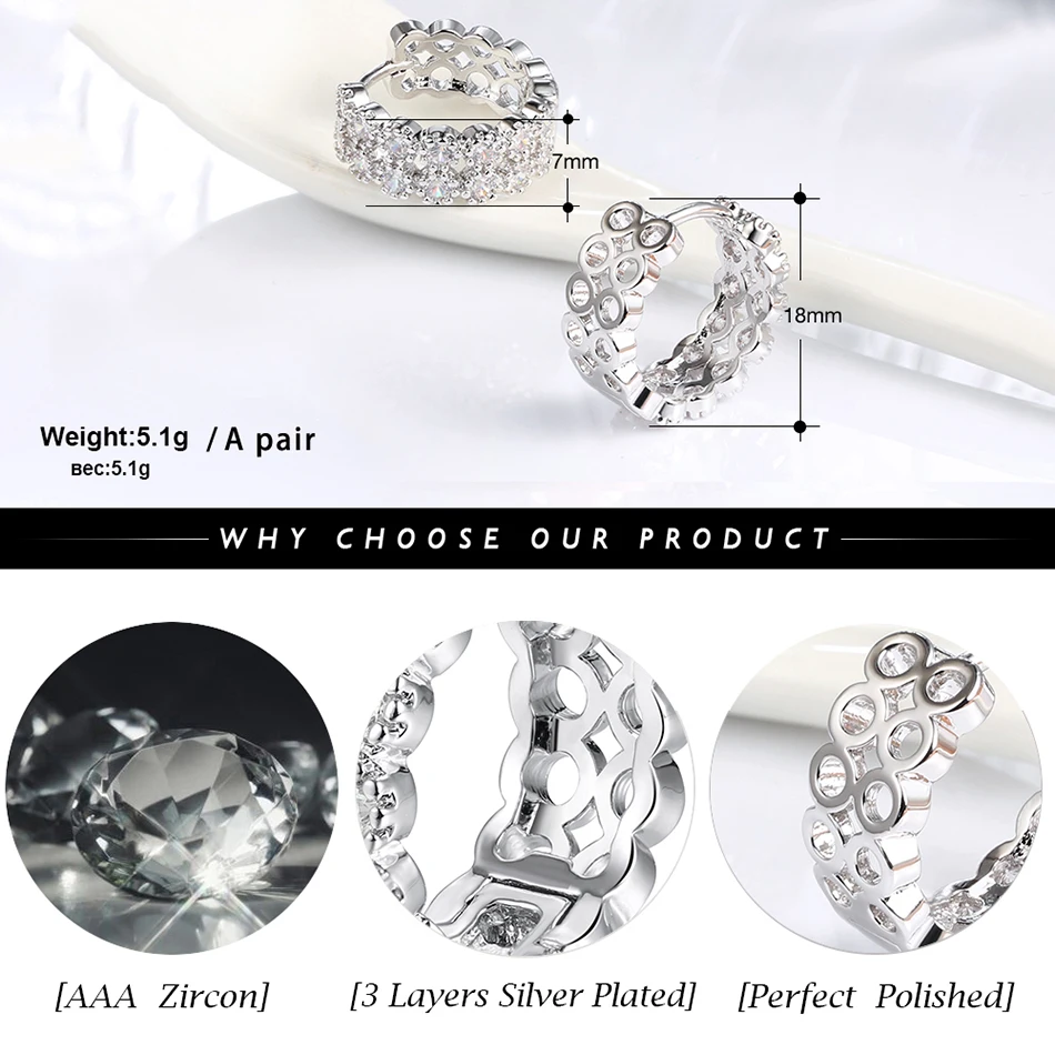 ORSA JEWELS, женские серьги-кольца, уникальный дизайн, набор, AAA кубический циркон, серебро и золото, роскошные серьги, ювелирные изделия OME42