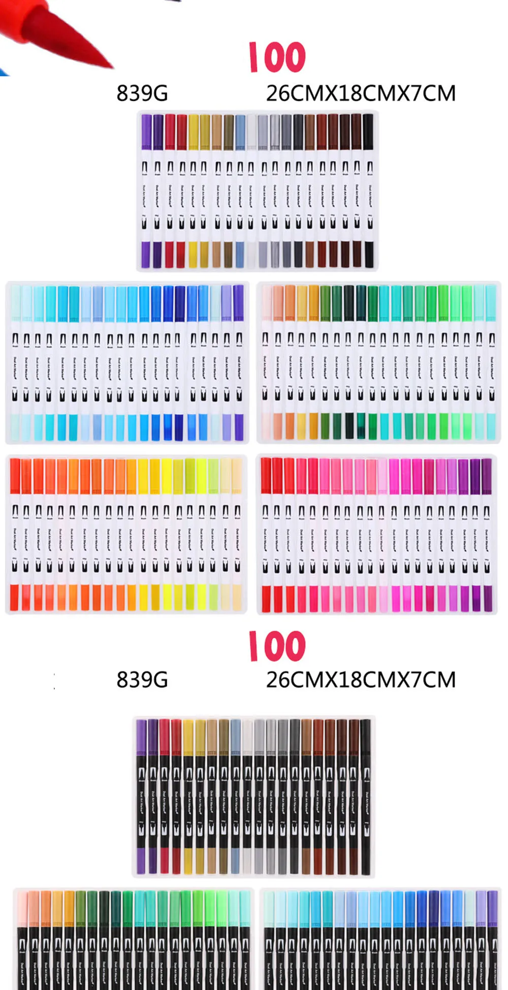 100 цветов Fineliner художественная маркерная ручка граффити стифтен двойной кончик кисти акварель для детей Рисование Живопись Gen Манга Аниме карандаши