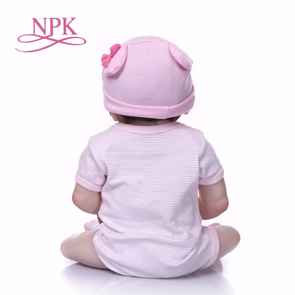 NPK Doll 22inch 57cm Reborn Baby Dolls full Silicone Bebe Vinyl Toys gifts cute plamates For Girls and boys pink | Игрушки и хобби