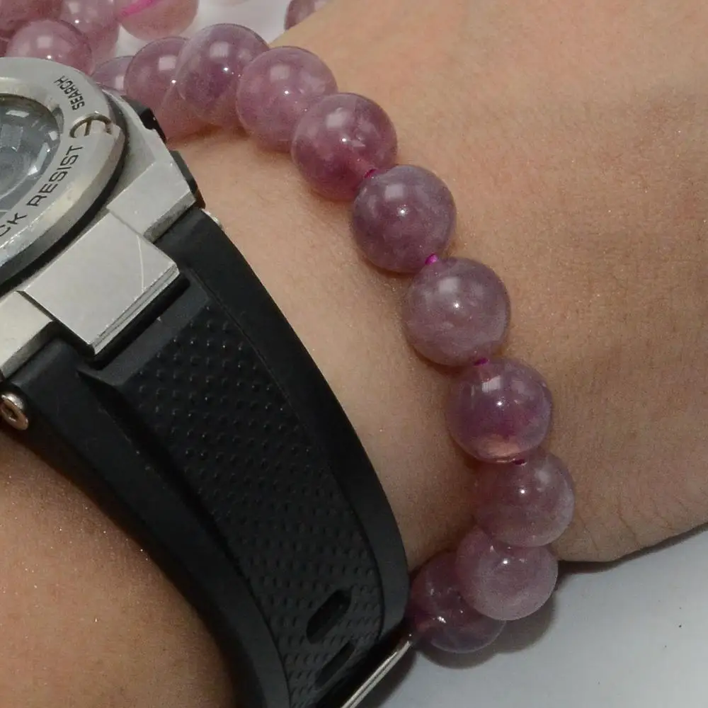 Natural Dark Madagascar Rose Quartz Round Beads Bracelets 8mm / 10mm 12mm - Rare Color No Treatment | Украшения и аксессуары