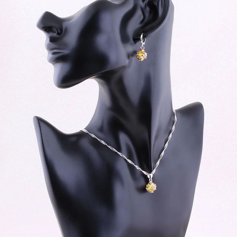 Женский ювелирный комплект из колье серёг и браслета с фианитом|jewelry sets|4pcs jewelry