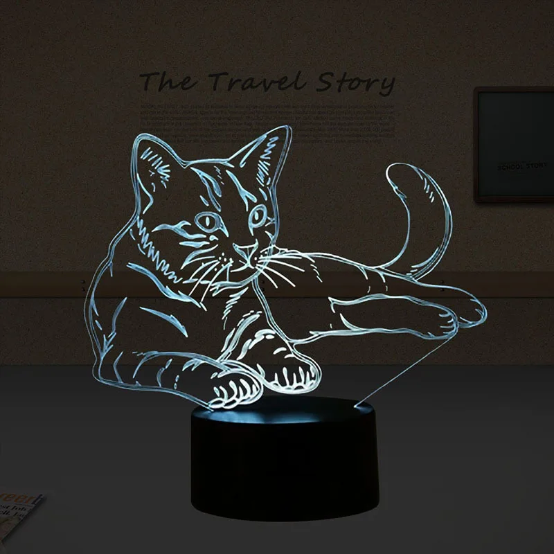 BDBQBL Прекрасный 3D Кот светодиодный ночник 3D иллюзия креативный праздничный ночной Светильник USB пульт дистанционного управления сенсорный стол для спальни кабинет ночной Светильник