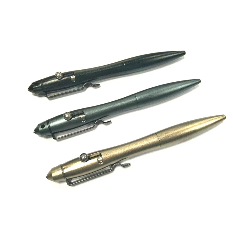 

1PC Portable Aluminum Bolt Spring Press Signature Writing Pen Tactical Self-defense Broken Window EDC Multi-tool Metal Pen