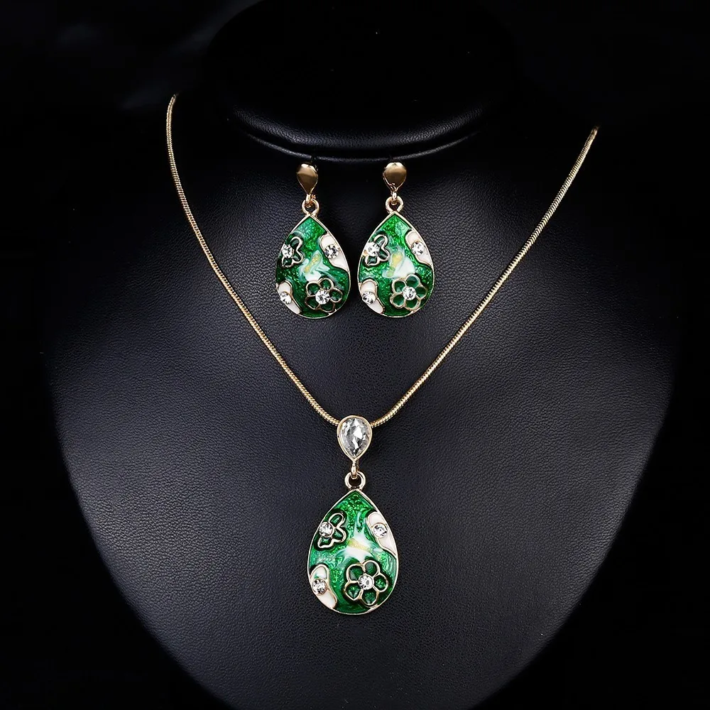 Модные украшения Наборы для ухода за кожей люкс кристалл кулон цветок эмаль